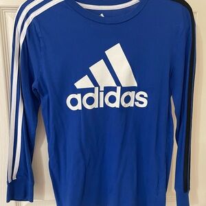 Adidas Kids Long Sleeve Tee in Blue and White